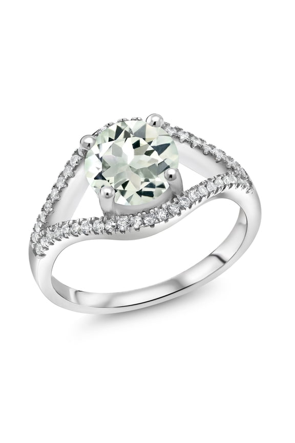 2.00 Ct Round Green Prasiolite 925 Sterling Silver Ring (Size 7)