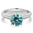 thumbnail image 1 of Gem Stone King 2.00 Ct Round Millennium Blue Mystic Topaz 925 Sterling Silver Engagement Ring, 1 of 4
