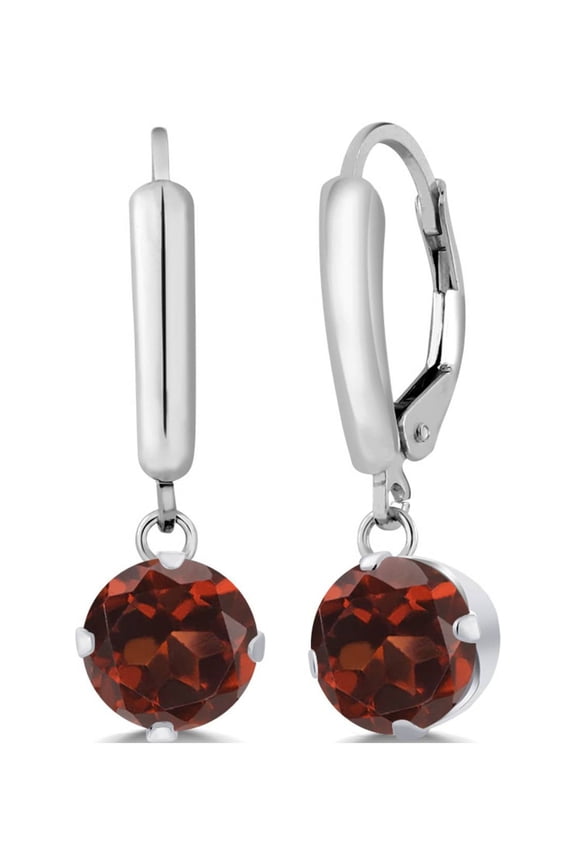 2.00 Ct Round Red Garnet 925 Sterling Silver Earrings