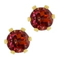 thumbnail image 1 of Gem Stone King 2.00 Ct Round Red Rhodolite Garnet Gold Plated 6-prong Stud Earrings for Women Men 6mm, 1 of 3