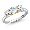 thumbnail image 1 of Gem Stone King 10K Two Tone Gold Sky Blue Aquamarine and White Zirconia Engagement Ring for Women | 2.00 Cttw | Round 5MM | Gemstone March Birthstone | Size 9, 1 of 6