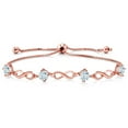 thumbnail image 1 of Gem Stone King 2.00 Ct Round Sky Blue Aquamarine 18K Rose Gold Plated Silver Keren Hanan Women Adjustable Infinity Tennis Bracelet, 1 of 3