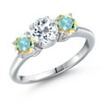 thumbnail image 1 of Gem Stone King 925 Sterling Silver White Topaz and Mercury Mist Mystic Topaz Engagement Ring for Women | 2.00 Cttw | Round 6MM | Gemstone November Birthstone | Size 7, 1 of 6