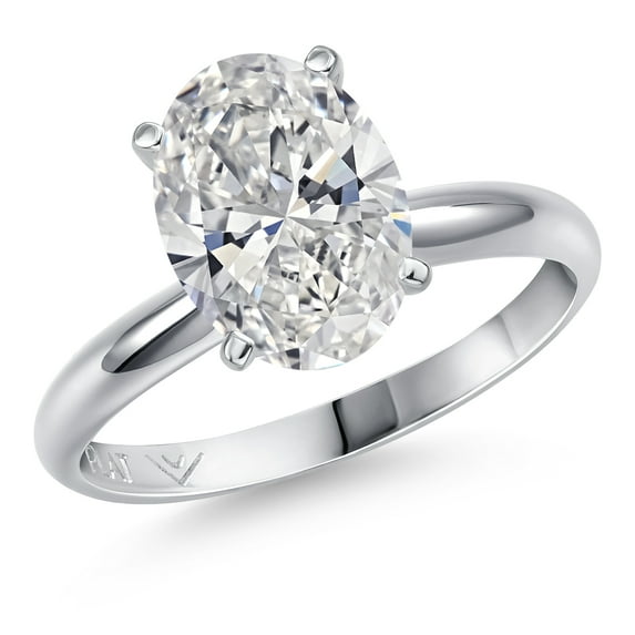 Gem Stone King 2.00 Cttw 900 Platinum IGI Certified Lab Grown Diamond Solitaire Engagement Ring for Women | D-E Color | VS1-VS2 Clarity |Oval Cut |Size 8