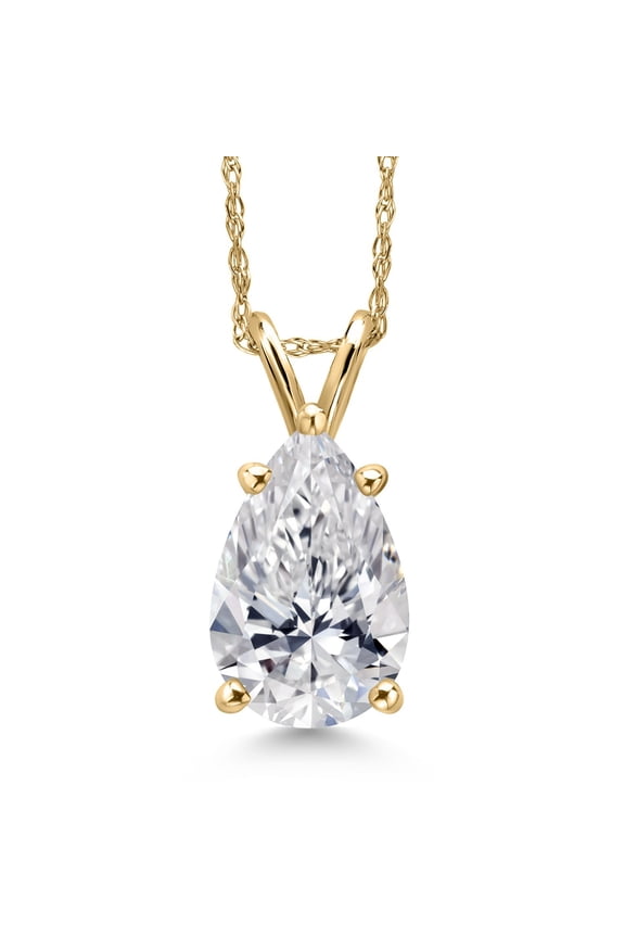 2.00 Cttw IGI Certified Lab Grown Diamond in 14K Yellow Gold Teardrop Pendant Necklace for Women | Pear Shape | E-F Color | VS1-VS2 Clarity | Gold Necklace for Women | 18 inch Chain