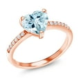 thumbnail image 1 of Gem Stone King 2.02 Ct Heart Shape Sky Blue Topaz 18K Rose Gold Plated Silver Ring, 1 of 5