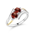 thumbnail image 1 of Gem Stone King Red Garnet 925 Silver and 10K Yellow Gold Round Shape 5MM Ring for Women Gemstone Birthstone 2.02 Cttw (Size 5), 1 of 5