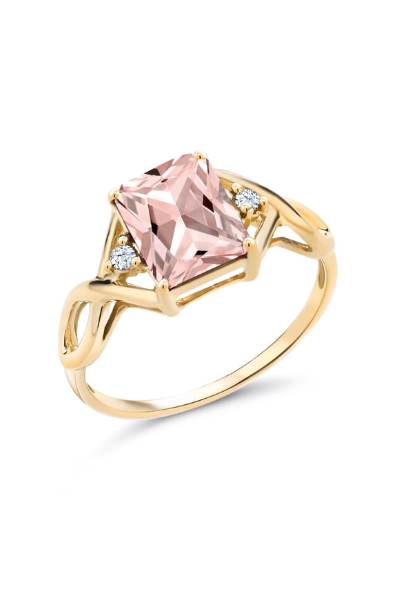 2.03 Ct Octagon Peach Simulated Morganite 18K Yellow Gold Plated Silver Ring