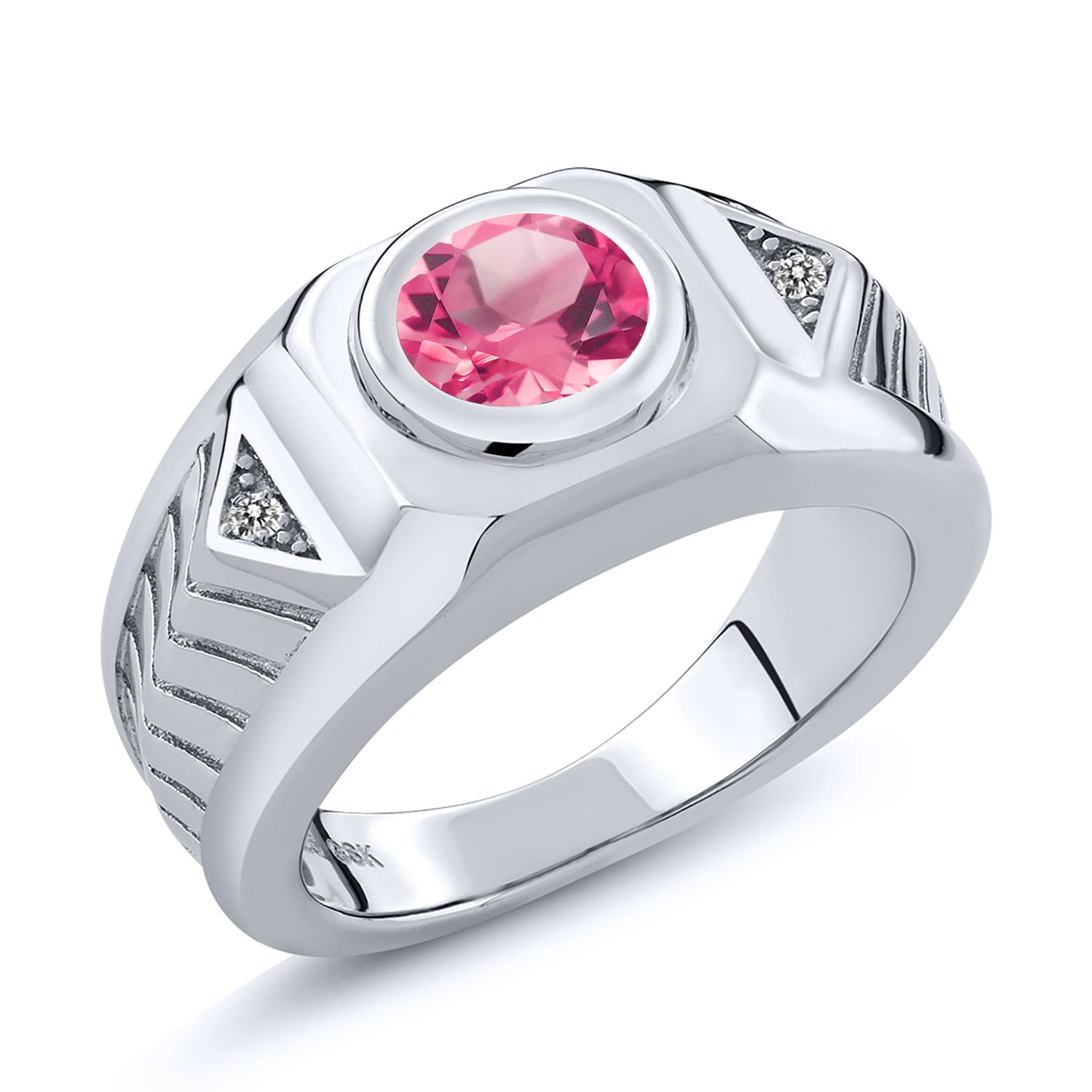 Gem Stone King 1.11 Ct Round Blue Sapphire & Black Diamond Sterling Silver Ring - 925 Silver, Gift Ready - View #4