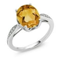thumbnail image 1 of Gem Stone King 2.04 Ct Oval Yellow Citrine White Diamond 14K White Gold Ring, 1 of 3