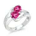 thumbnail image 1 of Gem Stone King 2.04 Ct Pink Mystic Topaz White Created Sapphire 925 Sterling Silver Ring (Size 9), 1 of 5