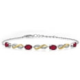 thumbnail image 1 of Gem Stone King 2.05 Ct Oval Red Mystic Topaz 925 Silver and 10K Yellow Gold Lab Grown Diamond Infinity Bracelet for Women Mother's Mom Wife Her, Fully Adjustable up to 7.5 inch), 1 of 6