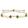 thumbnail image 1 of Gem Stone King 2.07 Ct Green Chrome Diopside White Diamond 18K Yellow Gold Plated Silver Keren Hanan Women Adjustable Infinity Tennis Link Bracelet, 1 of 6