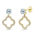 thumbnail image 1 of Gem Stone King 2.07 Ct Round Sky Blue Topaz 18K Yellow Gold Plated Silver Earrings, 1 of 3