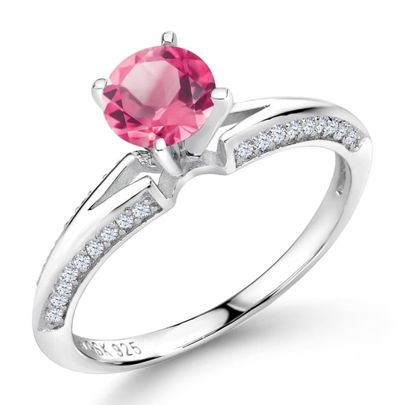 Gem Stone King 2.08 Ct Round Pink Mystic Topaz 925 Sterling Silver Ring (Size 8) (Size 8)