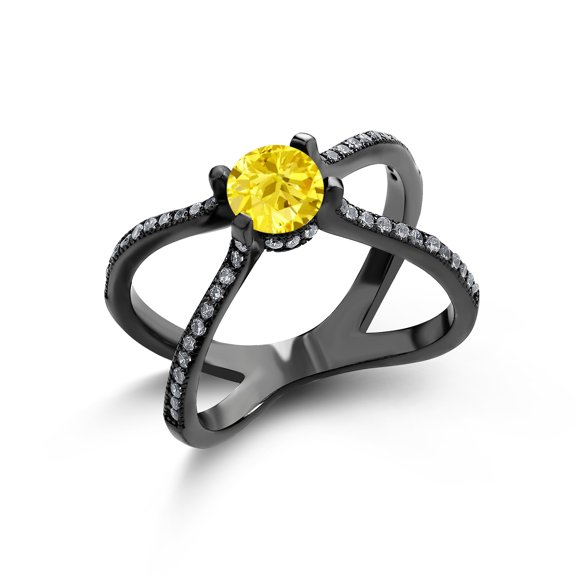 Gem Stone King 2.08 Ct Round Yellow Zirconia 925 Sterling Silver Ring (Size 5)