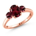 thumbnail image 1 of Gem Stone King 2.09 Ct Oval Red Rhodolite Garnet 18K Rose Gold Plated Silver Ring, 1 of 6