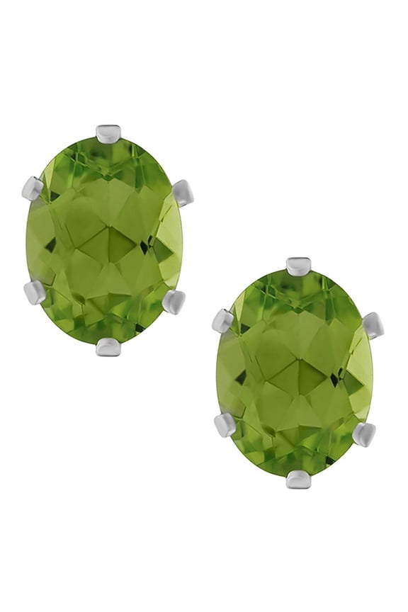 2.10 Ct Green Peridot 925 Sterling Silver 8X6mm Stud Earrings for Women Men
