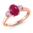 thumbnail image 1 of Gem Stone King 2.10 Ct Oval Red Ruby Pink Lab Grown Diamond 18K Rose Gold Plated Silver Ring, 1 of 6