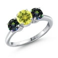 thumbnail image 1 of Gem Stone King 925 Sterling Silver Canary Mystic Topaz and Green Mystic Topaz Engagement Ring for Women | 2.10 Cttw | Round 6MM | Gemstone November Birthstone | Size 8, 1 of 6