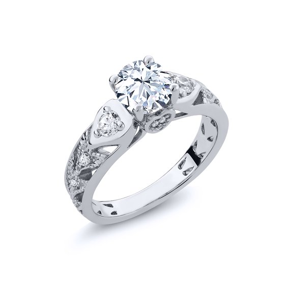 Gem Stone King 2.10 Ct Round White Zirconia 925 Sterling Silver Ring