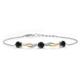 thumbnail image 1 of Gem Stone King 2.11 Ct Black Sapphire E-F Lab Grown Diamond 925 Silver and 10K Yellow Gold 7 inch Tennis Bracelet for Women with 1 inch Extender, 1 of 6