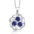 thumbnail image 1 of Gem Stone King 2.12 Ct Round Blue Created Sapphire 925 Sterling Silver Pendant, 1 of 5
