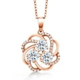 thumbnail image 1 of Gem Stone King 2.12 Ct Round White Topaz 18K Rose Gold Plated Silver Pendant, 1 of 5
