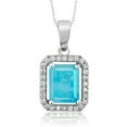 thumbnail image 1 of Gem Stone King 2.16 Ct Emerald Cut Green Turquoise 925 Sterling Silver Pendant with Chain, 1 of 5