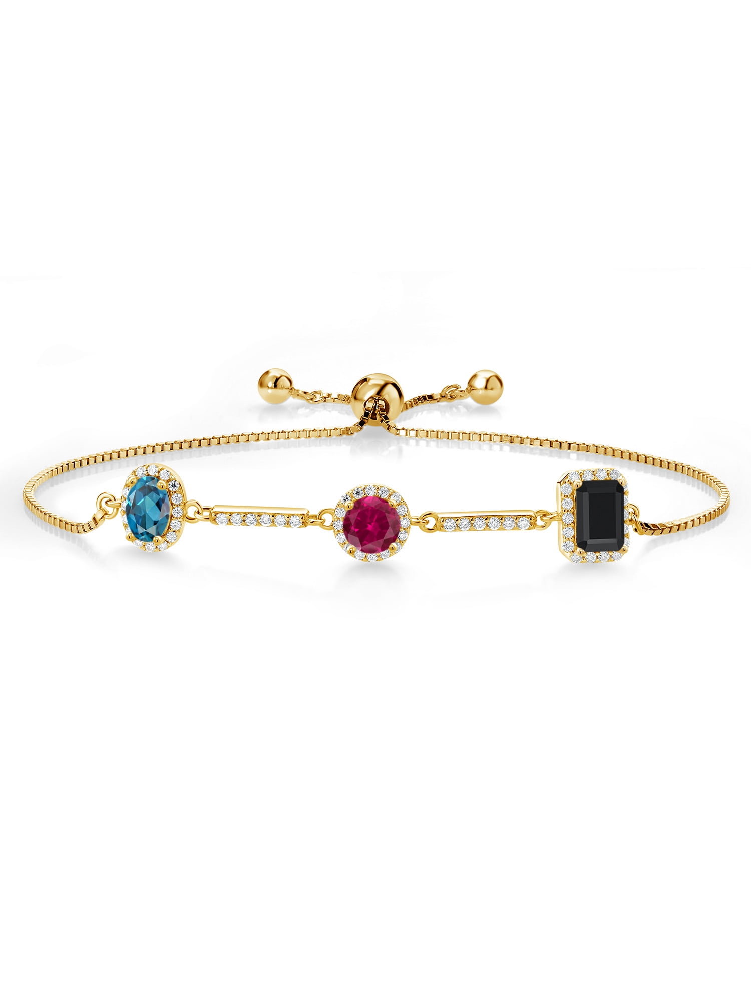 ruby ＆blue topaz bracelet K18 ラスト Gem Stone King 2.16 Ct London Blue Topaz Red Created Ruby