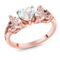 thumbnail image 1 of Gem Stone King 2.18 Ct White Simulated Opal Rose Rose Quartz 18K Rose Gold Plated Silver Ring (Size 5), 1 of 3