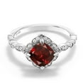 thumbnail image 1 of Gem Stone King 2.19 Cttw Red Garnet and White Moissanite Solitaire Engagement Ring for Women | 925 Sterling Silver | Cushion Cut 7MM | Gemstone Birthstone | Available in Size 5, 6, 7, 8, 9, 1 of 5