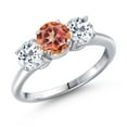 thumbnail image 1 of Gem Stone King 925 Sterling Silver Ecstasy Mystic Topaz and White Topaz Engagement Ring for Women | 2.20 Cttw | Round 6MM | Gemstone November Birthstone | Size 5, 1 of 6