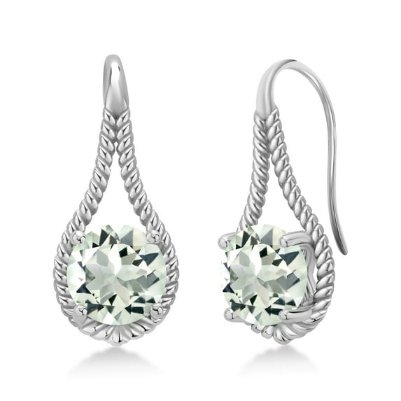 Gem Stone King 2.20 Ct Round Green Prasiolite 925 Sterling Silver Earrings