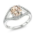 thumbnail image 1 of Gem Stone King 2.20 Ct Round Peach Morganite 925 Sterling Silver Ring (Size 6), 1 of 4