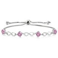thumbnail image 1 of Gem Stone King 2.20 Ct Round Pink Created Sapphire 925 Sterling Silver Keren Hanan Women Adjustable Infinity Tennis Bracelet, 1 of 3