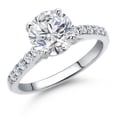 thumbnail image 1 of Gem Stone King 2.20 Cttw 10K White Gold IGI Certified Lab Grown Diamond Engagement Ring for Women | Center Diamond Round 2 Ct | D-E Color | VS1-VS2 Clarity | Size 7, 1 of 6