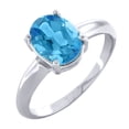 thumbnail image 1 of Gem Stone King 2.21 Ct Oval Blue Topaz Ring in 925 Sterling Silver, 1 of 3