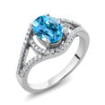 thumbnail image 1 of Gem Stone King 2.21 Ct Oval Swiss Blue Topaz 925 Sterling Silver Ring (Size 5), 1 of 4