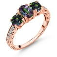 thumbnail image 1 of Gem Stone King 2.22 Ct Oval Green Mystic Topaz 18K Rose Gold Plated Silver Ring (Size 9), 1 of 6