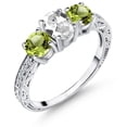 thumbnail image 1 of Gem Stone King 2.22 Ct Oval White Created Sapphire Green Peridot 925 Sterling Silver Ring (Size 7), 1 of 6