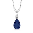 thumbnail image 1 of Gem Stone King 2.23 Ct Blue Sapphire White Diamond 925 Sterling Silver Pendant with Chain, 1 of 4