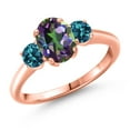 thumbnail image 1 of Gem Stone King 2.24 Ct Oval Green Mystic Topaz London Blue Topaz 18K Rose Gold Plated Silver Ring (Size 7), 1 of 6