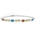 thumbnail image 1 of Gem Stone King 2.25 Ct Ecstasy Mystic Topaz London Blue Topaz 925 Silver and 10K Yellow Gold Lab Grown Diamond Infinity Bracelet for Women Mother's Mom Wife Her, Fully Adjustable up to 7.5 inch), 1 of 6