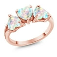 thumbnail image 1 of Gem Stone King 2.25 Ct Heart Shape White Simulated Opal 18K Rose Gold Plated Silver Ring, 1 of 3
