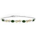 thumbnail image 1 of Gem Stone King 2.25 Ct Oval Green Chrome Diopside 925 Silver and 10K Yellow Gold Lab Grown Diamond Infinity Bracelet for Women Mother's Mom Wife Her, Fully Adjustable up to 7.5 inch), 1 of 6