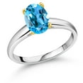 thumbnail image 1 of Gem Stone King 2.25 Ct Oval Swiss Blue Topaz 10K White and Yellow Gold Ring Ring (Size 8), 1 of 4