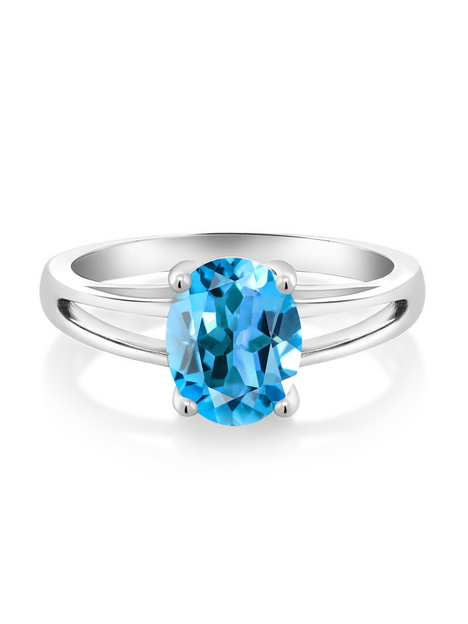 Gem Stone King 2.25 Ct Oval Swiss Blue Topaz 925 Sterling Silver ...