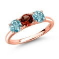 thumbnail image 1 of Gem Stone King 18K Rose Gold Plated Silver Red Garnet and Blue Zircon Engagement Ring for Women | 2.25 Cttw | Round 5MM | Gemstone January Birthstone | Size 6, 1 of 6