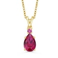 thumbnail image 1 of Gem Stone King 2.26 Ct Red Created Ruby Pink Created Sapphire 18K Yellow Gold Plated Silver Pendant, 1 of 4